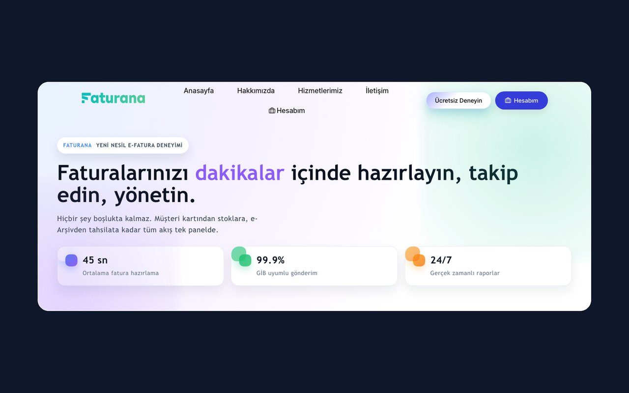 Faturana e-Fatura uygulamasının web arayüzü